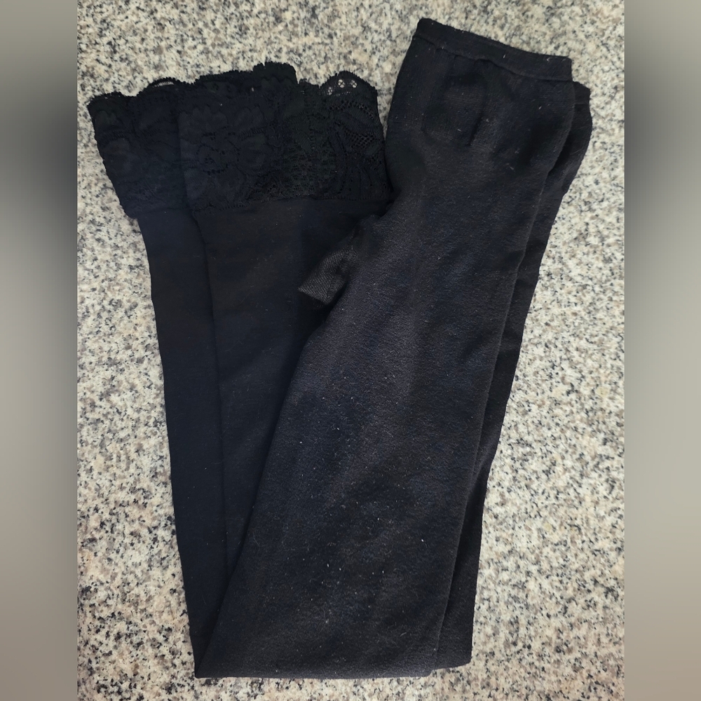 Simply Vera Vera Wang Black Footless Lace Tights Size 1